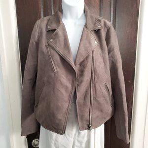 UNIQLO Asymmetrical 3-pocket Moto Jacket in Taupe Size Small